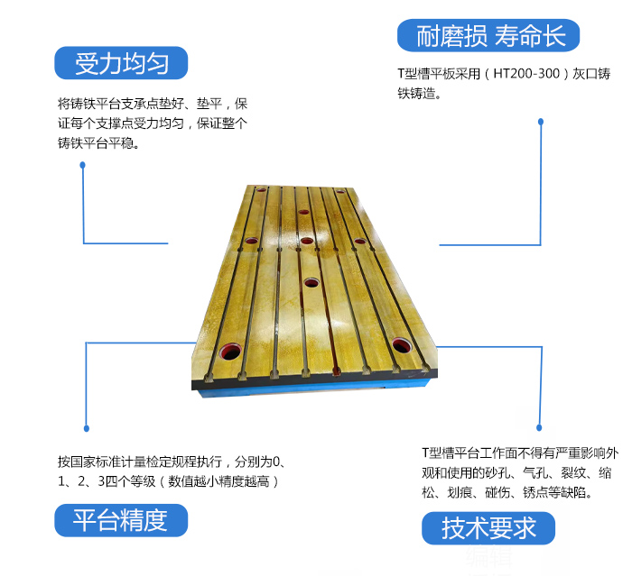 数控加工铸铁精密T型槽平板